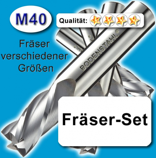 Metall-Fräser-Set 3-4-5-6-8-9mm, 2 Schneiden, M40