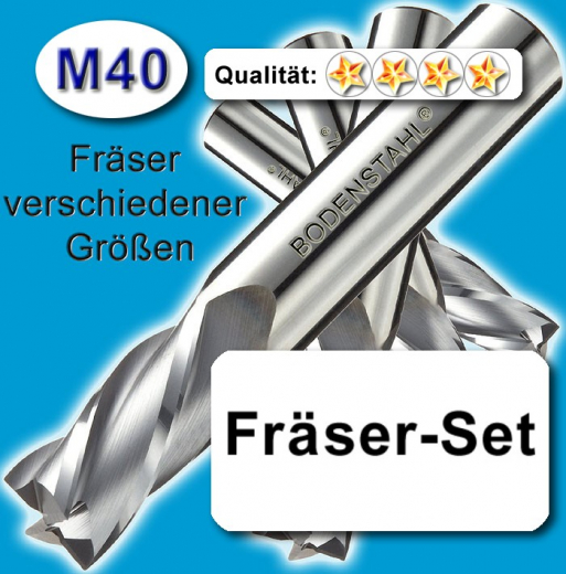 Metall-Fräser-Set lang 4-5-6mm, 2 Schneiden, M40