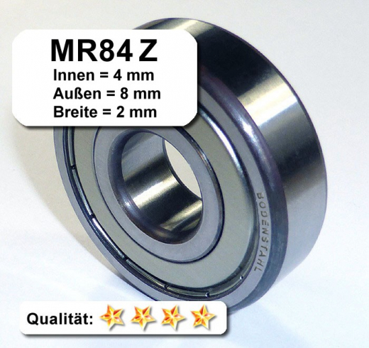 Radiales Rillen-Kugellager MR84Z - 4 x 8 x 2 mm