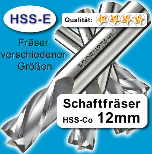 Metall-Fräser 12x12x26x83, 4 Schneiden, HSS-E