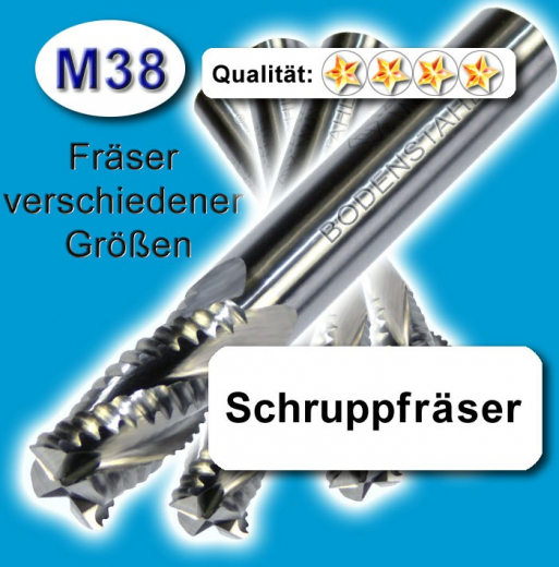 Schrupp-Fräser 20x20x38x104mm, 4 Schneiden, M38