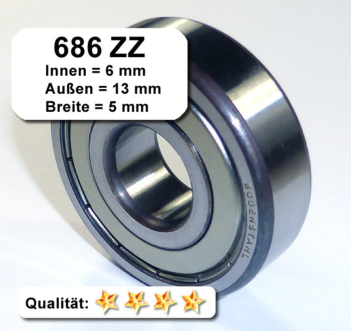6 x 13 x 5 mm 5 Kugellager 686 2RS