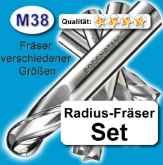 Rund-Fräser Set mit D=4-5-6-8mm, M38