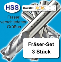 HSS Fräserset 4-5-6mm, 2 Schneiden