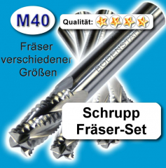 Schrupp-Fräser-Set 6-8-10-12mm, 4 Schneiden, M40
