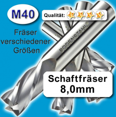 FMetall-Fräser 8x8x19x66, 4 Schneiden, M40, blau