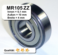 Radiales Rillen-Kugellager MR105X2 - 5,1 x 10 x 4 mm